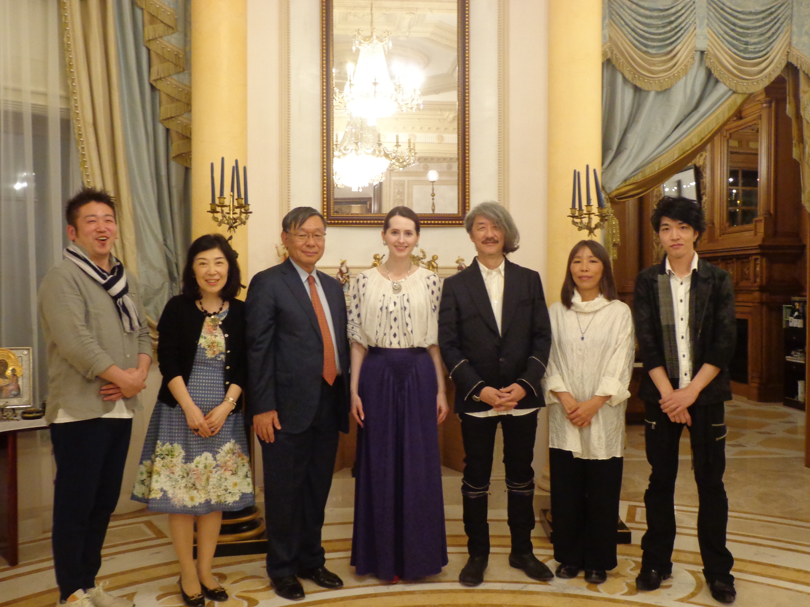 From left to right: Mr. Ryoichiro Yoshida, Ambassador Sumi's spouse, Ambassador Sumi, Ms. Natasha Gudziy, Mr. Akira Inoue, Ms. Asuka Kaneko, Mr. Shin Ichikawa